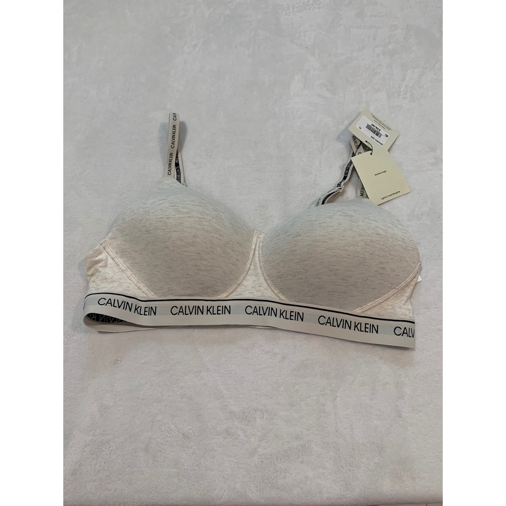 Calvin Klein beige oatmeal cotton archive lightly lined bralette‎ size xl new